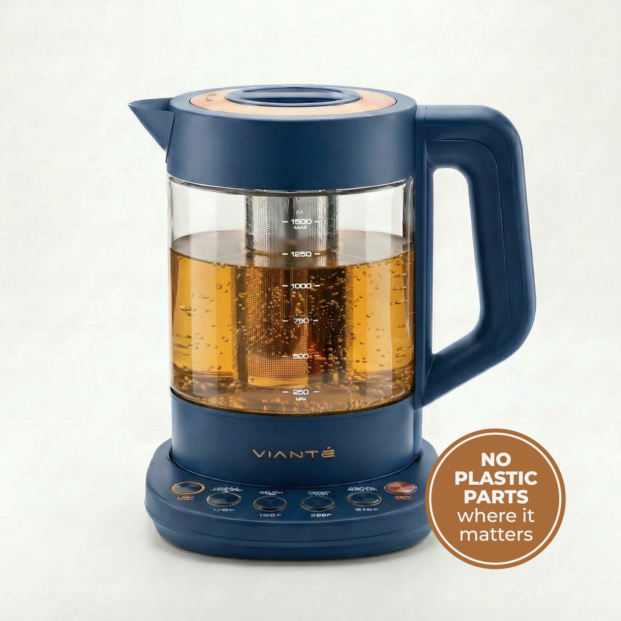 NO PLASTIC-TO-WATER CONTACT KETTLE WITH DIGITAL TEMPERATURE CONTROL & INFUSER