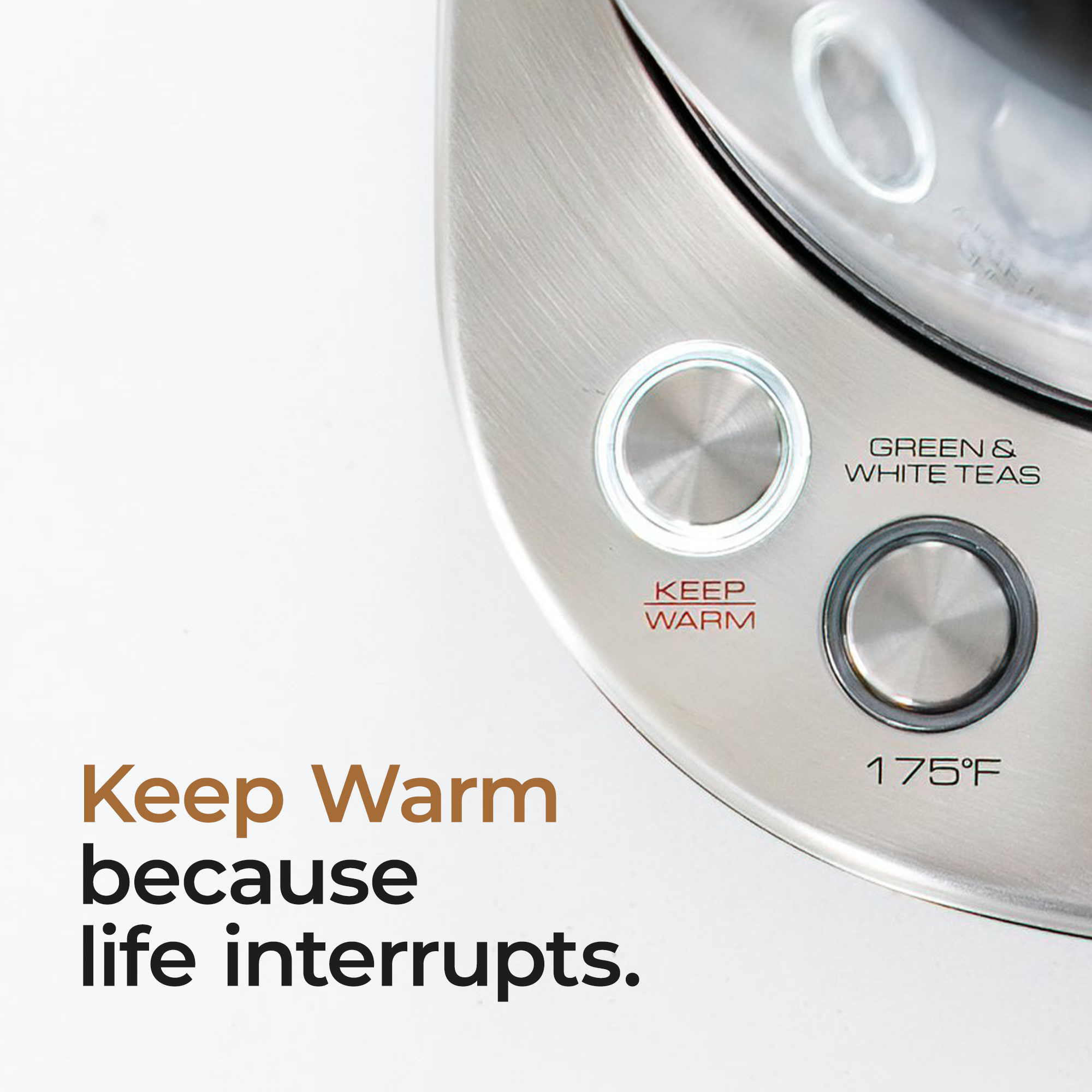 NO PLASTIC-TO-WATER CONTACT KETTLE WITH DIGITAL TEMPERATURE CONTROL & INFUSER.